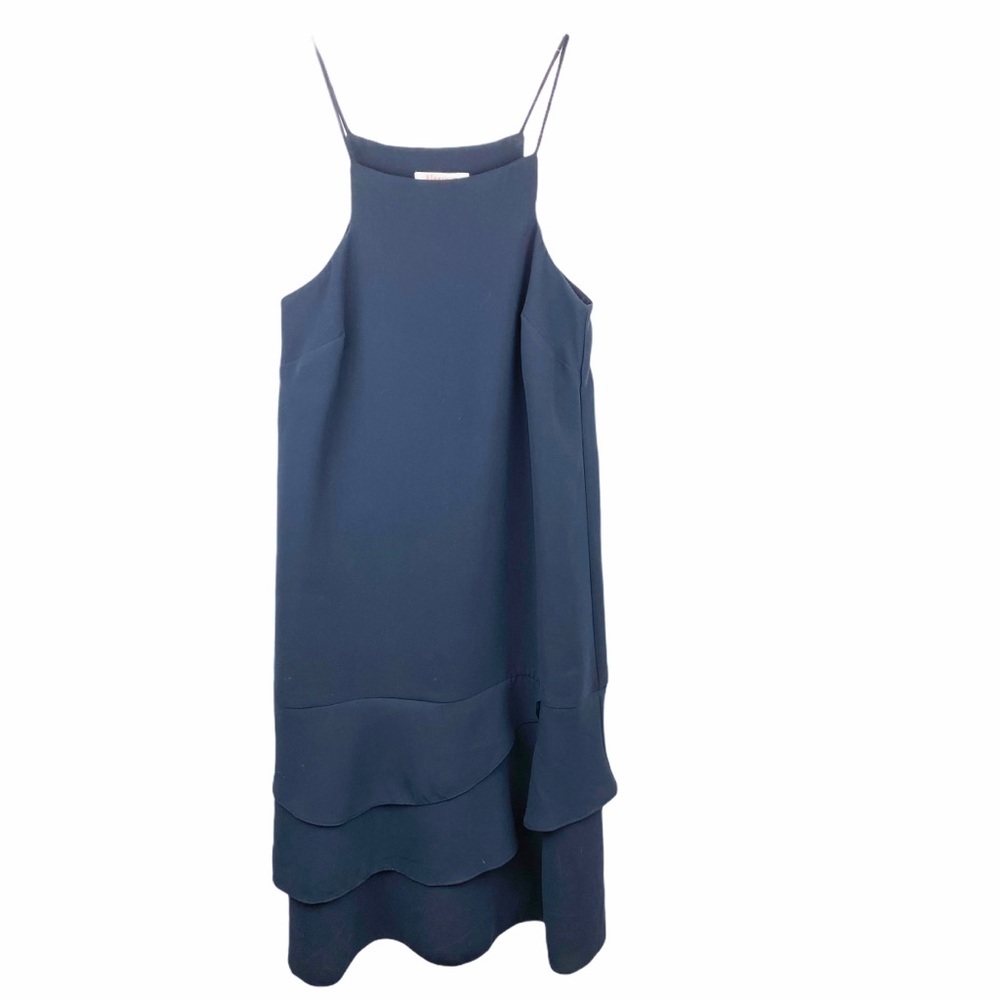 FINERY Navy Blue Sheath Ruffle Cocktail Dress 4
